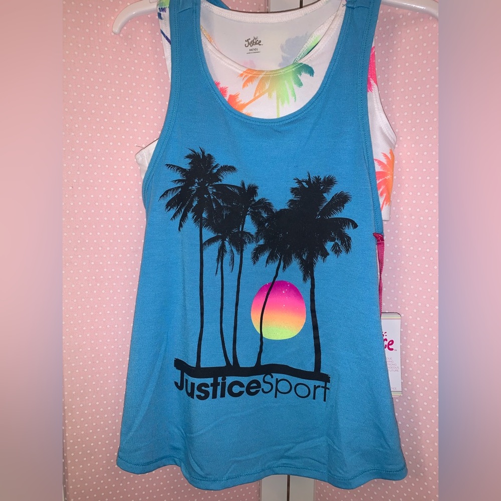 Size Medium (10) 2 for 1 tank! Sports bra underneath palm tree bold colors. 🌴